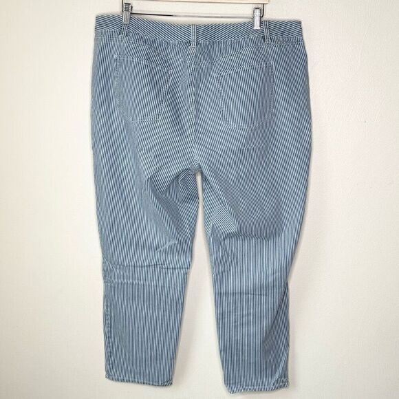 Talbots Flawless Five Picket Slim Ankle Blue White Stripe Jeans - Women’s US 20W - Picture 2 of 9